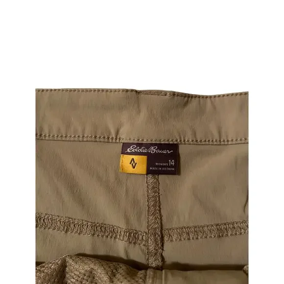 Eddie Bauer Cargo Shorts Womens 14 Outdoor Hiking Casual Stretch Mid Rise Khaki - Picture 10 of 10